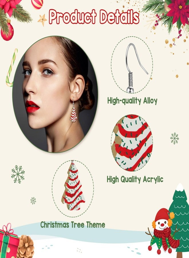 Joyline Christmas Tree Earrings for Women Cute Heart Drop Acrylic Dangle Earrings Christmas Jewelry Gifts Party Costume Outfits Accessories - Image 3